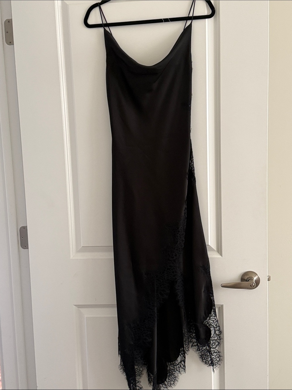 Zara Black Lace-Trim Slip Dress